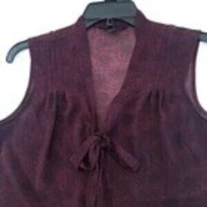 BANANA‎ REPUBLIC Women's Burgundy Sleeveless Sheer Blouse - Size Small